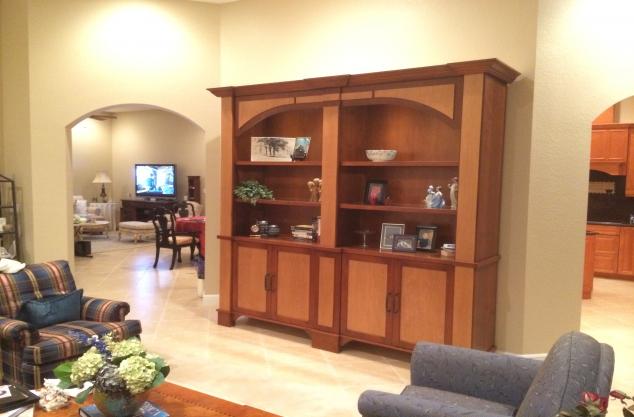 Contemporary stained maple display case custom cabinetry