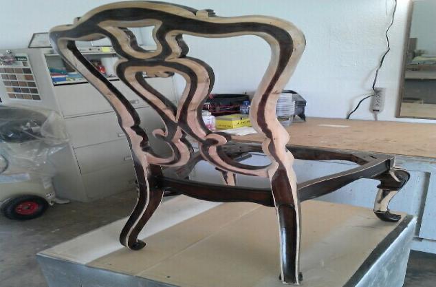 Custom carving chair to match original. Top Coat