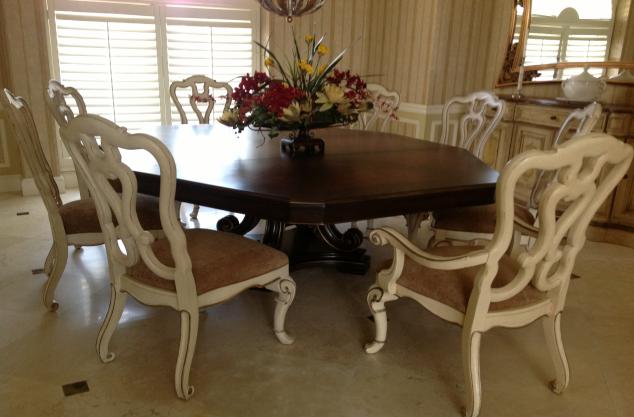 Custom finsihed white carved chairs,   Top Coat